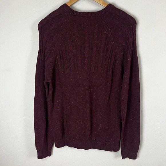 Threads 4 Thought Fleck Knit Raglan Crew Sweater Burgundy Cableknit‎ Size Small - Picture 5 of 9